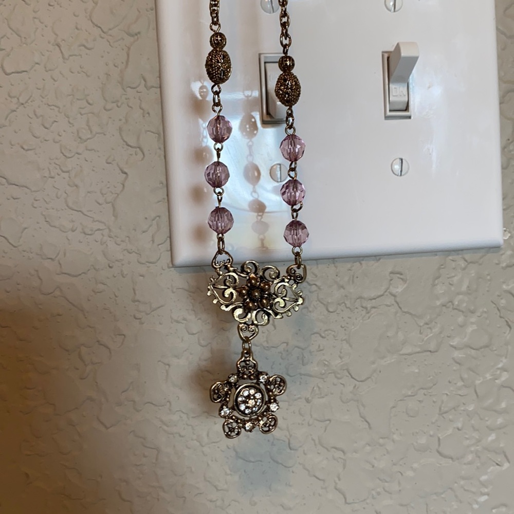 Long gold vintage inspired necklace